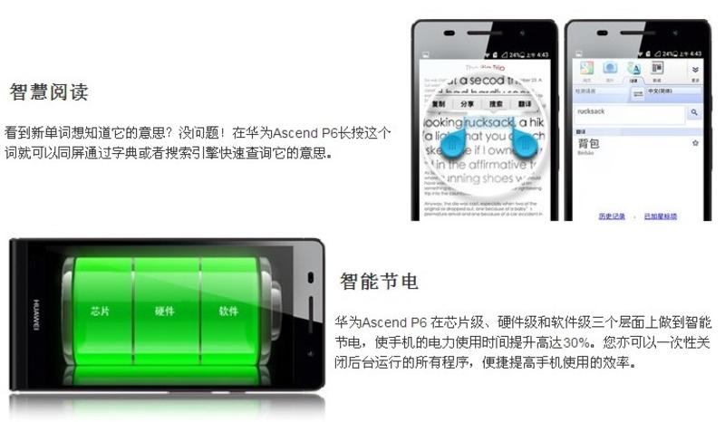 HUAWEI华为 Ascend P6 双模双待3G手机(CDMA2000/GSM)(白色)电信版