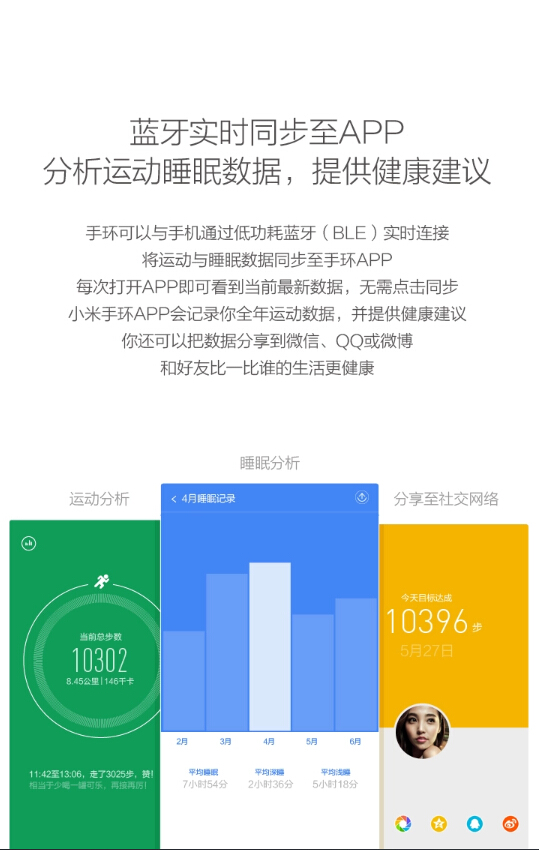 MI小米 小米手环 防水智能腕带运动睡眠计步器