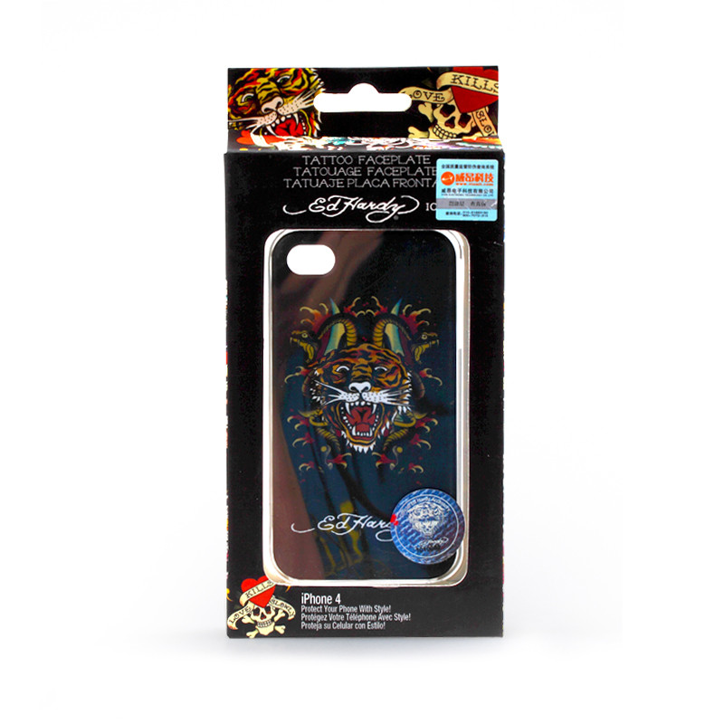 Ed Hardy Icing IPHONE4 ，老虎蛇黑底彩绘背壳EH-1029