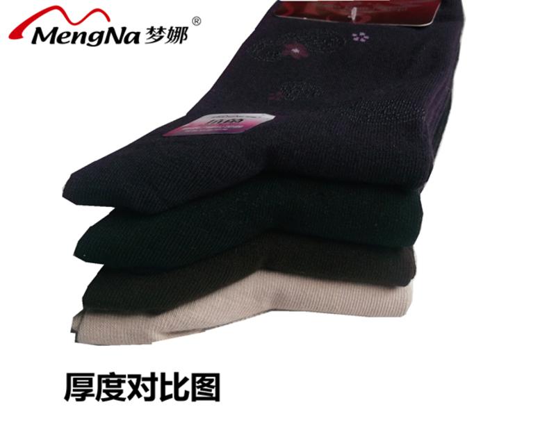 梦娜秋冬新款舒适女士棉袜 保暖透气抗菌暗提花长筒女中厚棉袜1双装B5518.