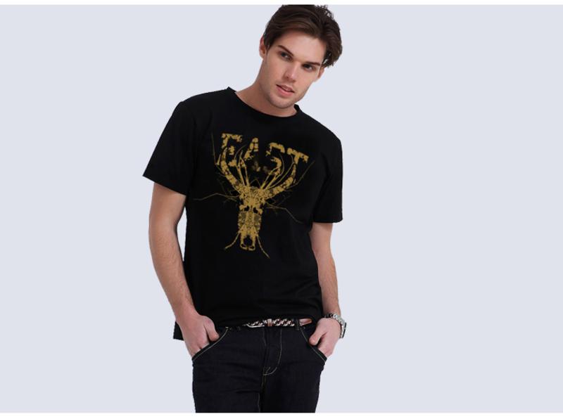 lesmart莱斯玛特 男士 环保T恤 短袖个性的麋鹿头图案印花圆领纯棉短袖T恤  TX13122