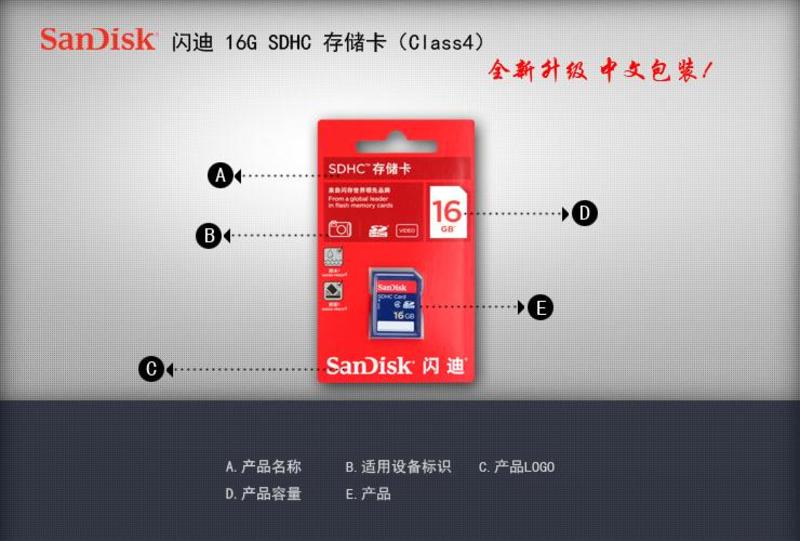 闪迪/SanDisk 16G-Class4 SD相机存储卡