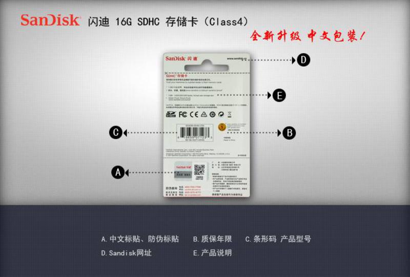 闪迪/SanDisk 16G-Class4 SD相机存储卡