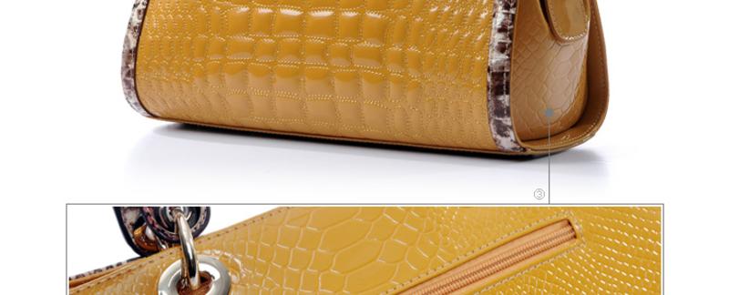 Crocodile/鳄鱼恤 经典个性蛇皮手提包 女 12113035 黄色