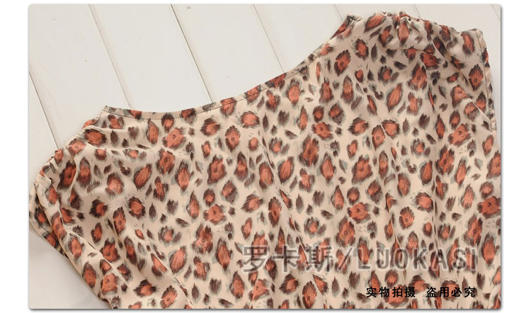 罗卡斯 2014春夏装女款豹纹性感时尚圆领无袖迷你连衣裙12014