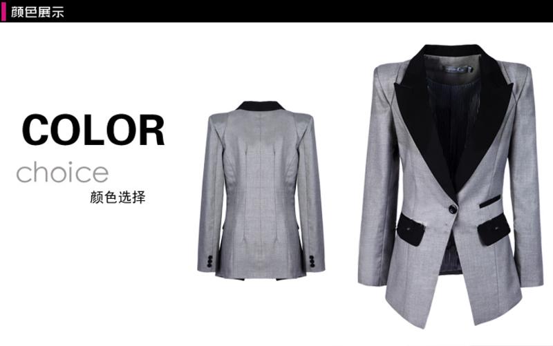 罗卡斯 2014秋装新款韩版修身气质拼接耸肩外套女小西装W-005
