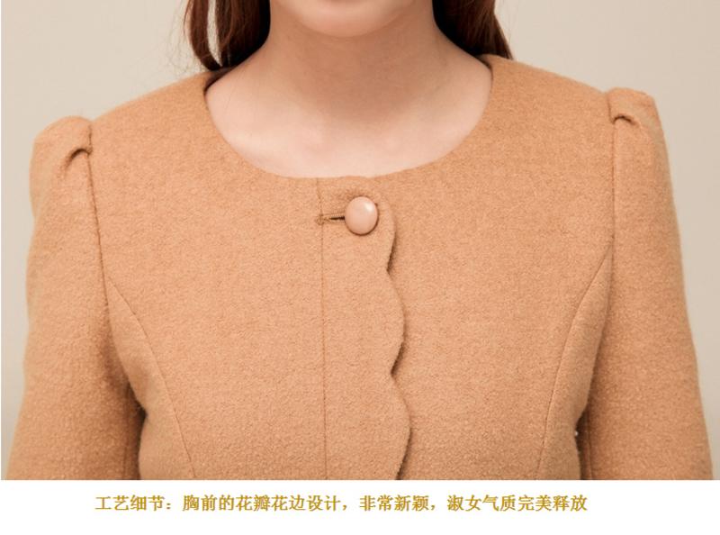 罗卡斯 2013秋装新款韩版修身呢子厚羊毛呢外套女中长款 毛呢大衣328008