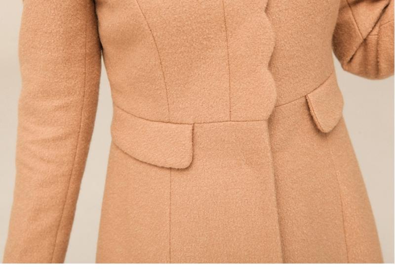 罗卡斯 2013秋装新款韩版修身呢子厚羊毛呢外套女中长款 毛呢大衣328008