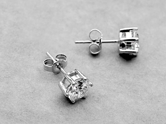 【Pins品尚】925纯银瑞士钻六爪耳钉耳饰(小号直径3.5mm)