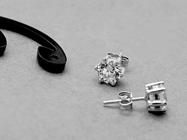 【Pins品尚】925纯银瑞士钻六爪耳钉耳饰(小号直径3.5mm)