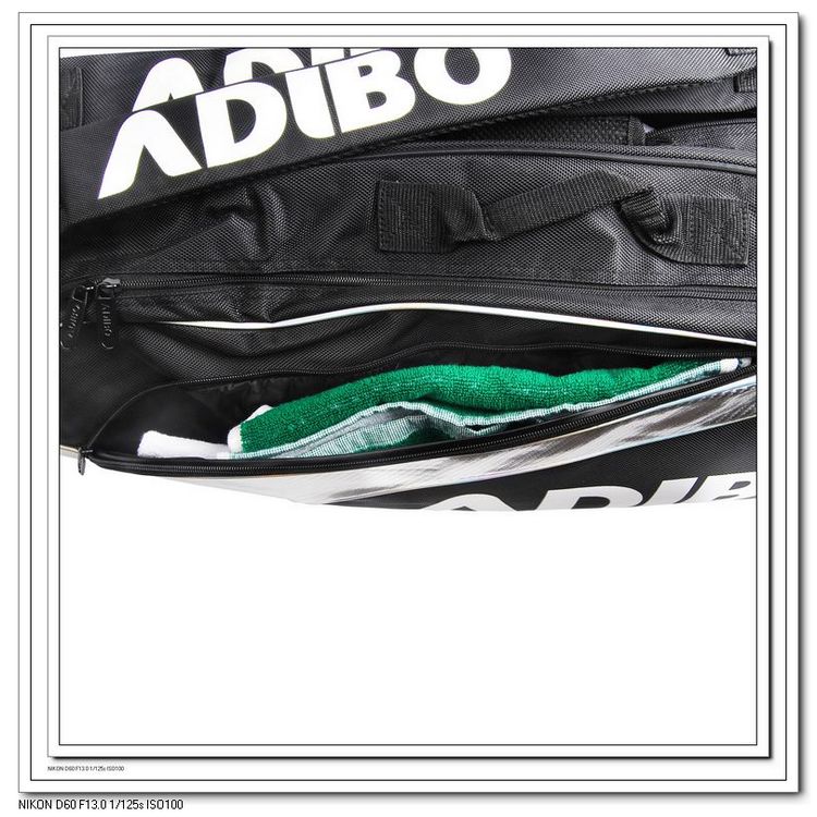 艾迪宝 ADIBO  拍包 正品 B 820-01 黑 6支装 独立鞋袋 双肩背包 羽毛球包 AEA-1001A820-01