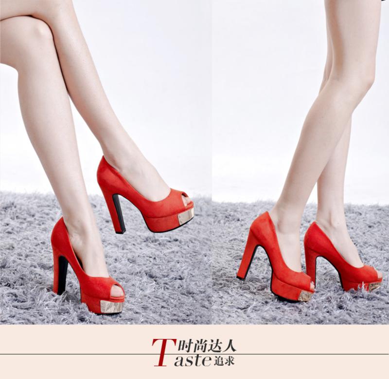 Juyi/巨一 2013春季新款女士鱼嘴金属装饰粗跟单鞋高跟女鞋120311015