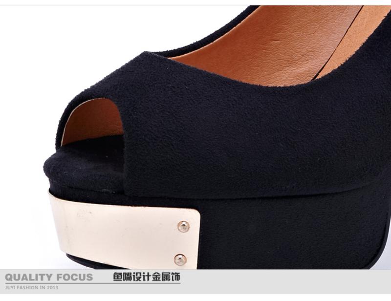 Juyi/巨一 2013春季新款女士鱼嘴金属装饰粗跟单鞋高跟女鞋120311015