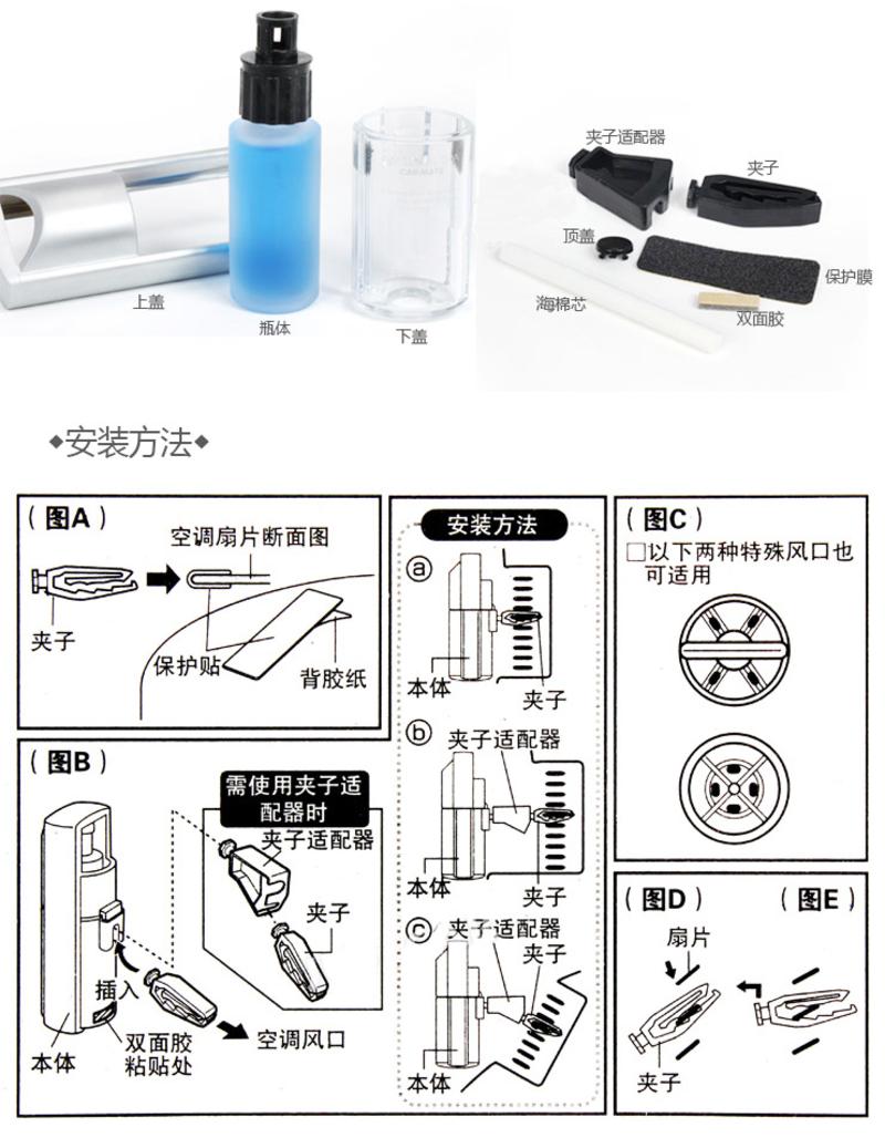 快美特 自然出风口香水 车用香水 汽车车载香水 四色可选