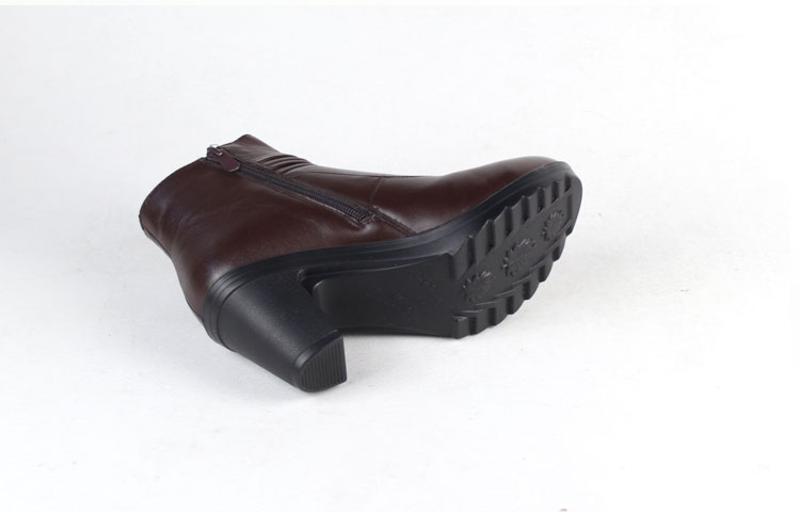 新款包邮专柜正品花牌女鞋时尚高跟粗跟女靴 保暖短靴气质真牛皮女靴HP318-6A36