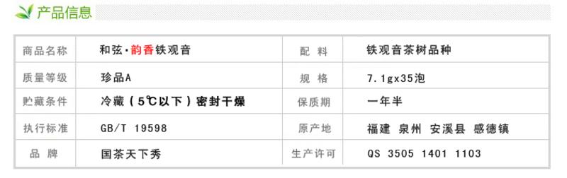 国茶天下秀正品 和弦 安溪铁观音茶叶韵香型礼盒装包邮250g