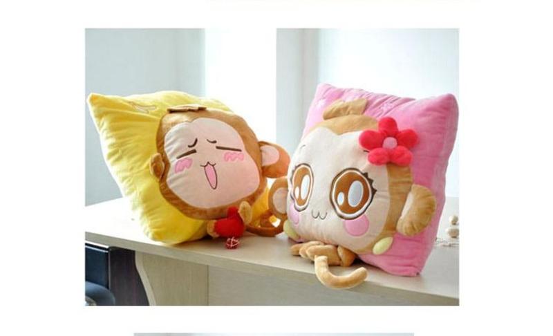 ILOOP新款多功能悠嘻猴抱枕暖手捂 情侣嘻哈猴靠垫 猴子毛绒玩具生日礼物娃娃