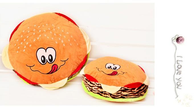 ILOOP毛绒玩具汉堡包抱枕靠垫靠枕大号可爱车用 情人节礼物 50cm