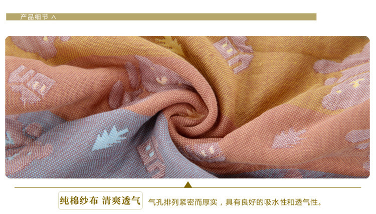 纯棉柔软卡通款纱布儿童方巾两条装（34x38cm）柔软亲肤 吸水性强 健康环保 更适合女士和儿童