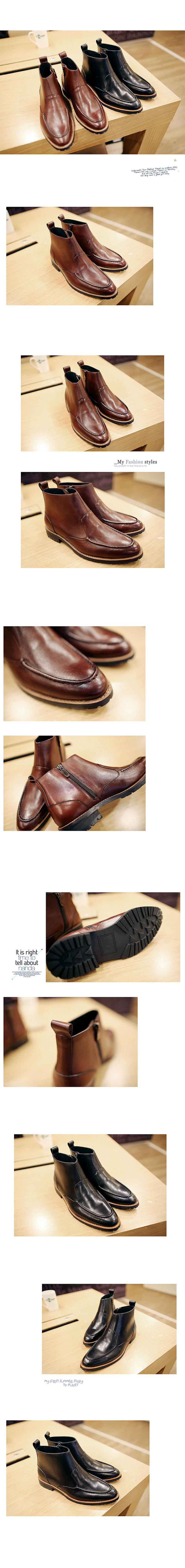 MR.benyou英伦冬季男士擦色系带头层牛皮短靴298/126-6