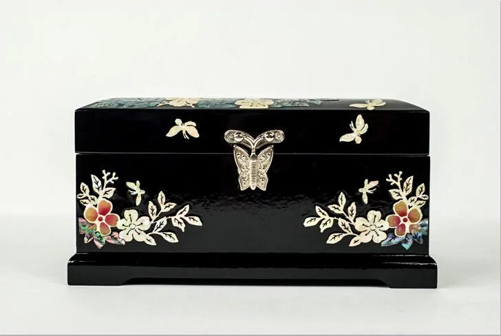 东海贝雕-螺钿漆器首饰盒 木质复古饰品盒ZY-010  400G