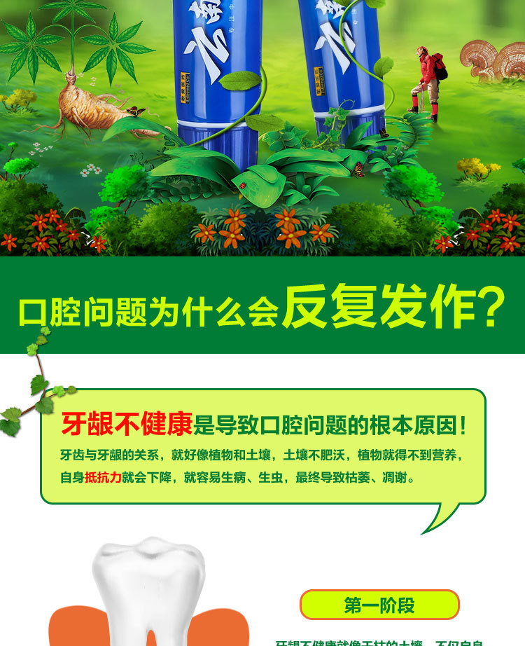 云南白草牙膏180g去口臭清新去口气薄荷