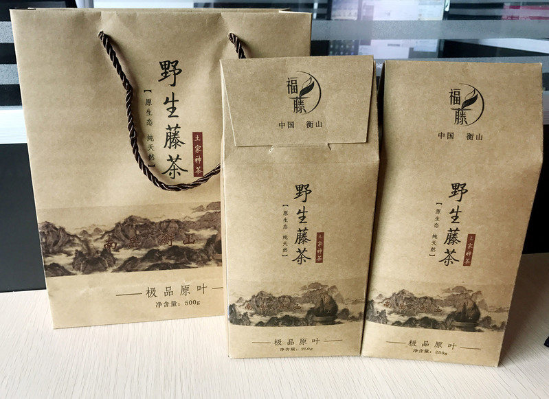 【衡东馆】无梗无沫特级成叶藤茶.牛皮纸盒装250g/袋南岳养生特产