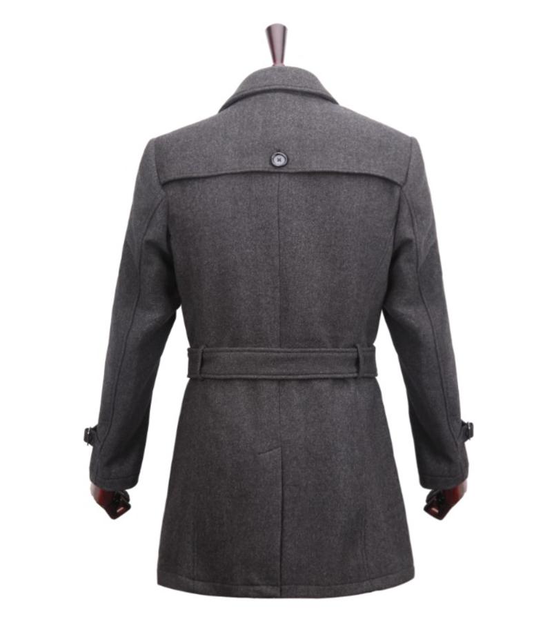 萨托尼专柜正品 男士 商务休闲加厚羊毛大衣 灰色 02056014