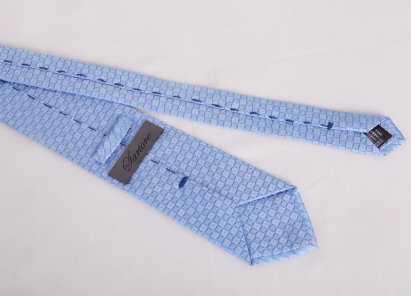 萨托尼专柜正品男士商务休闲 蚕丝领带 蓝色格子 14103064