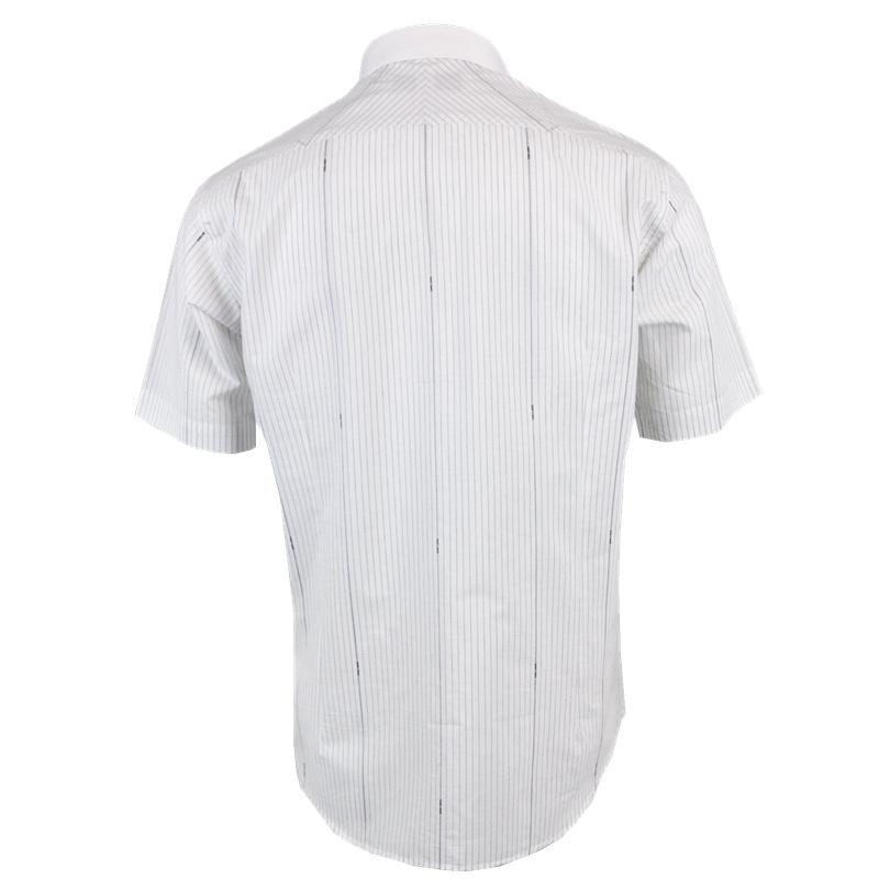 萨托尼 sartore 男士 商务 休闲 短袖衬衫 白黑条 11090188