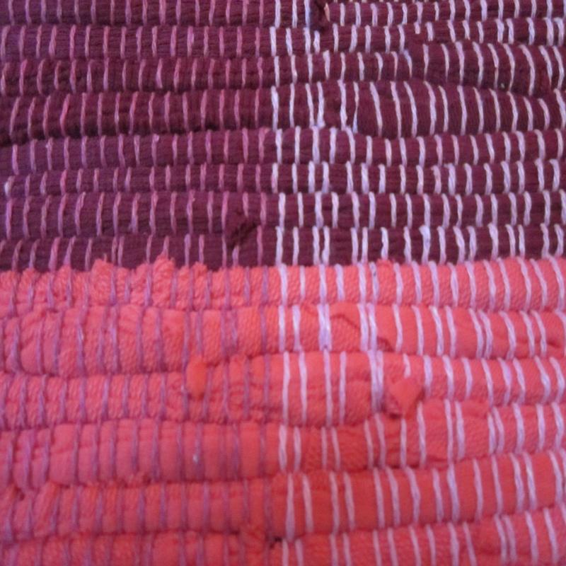 URAN 优然之家 时尚多彩复古布条地毯 90*150cm（红色格子）