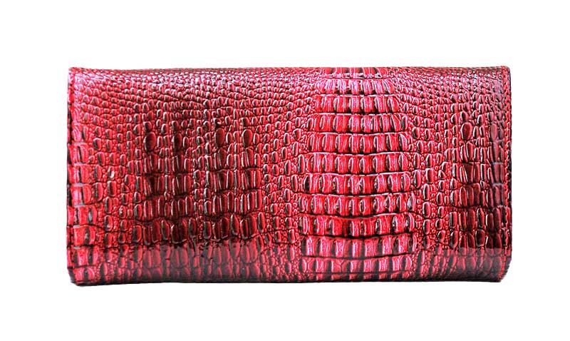 伊.法兰妮鳄鱼纹长款女式钱包（红）B004353