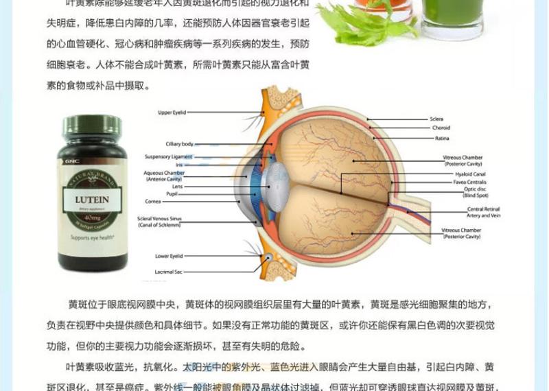 【海外购】【包邮包税】美国健安喜GNC叶黄素胶囊30粒