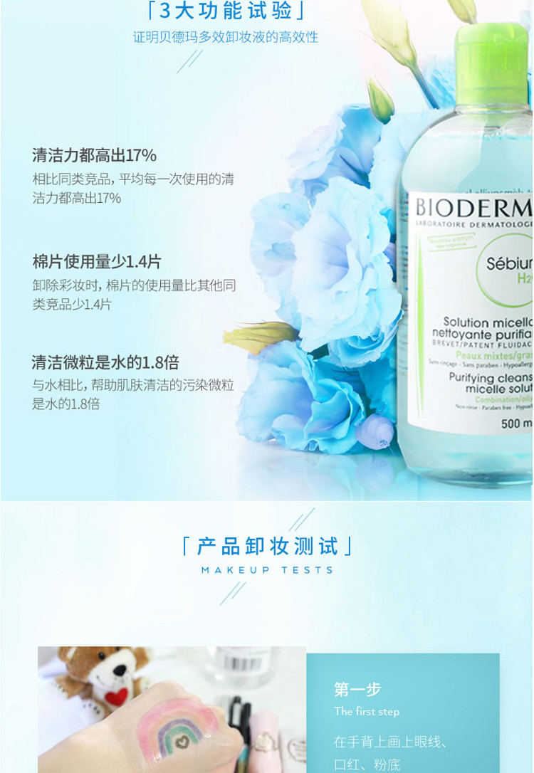 【海外购】【包邮包税】法国BIODERMA贝德玛绿瓶控油洁肤液 500ml