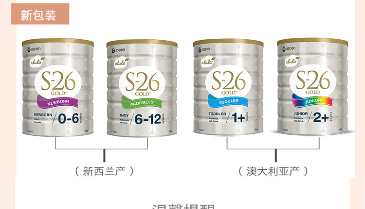 【海外购】【包邮包税】澳洲S-26惠氏Wyeth 金装婴幼儿奶粉1段900g/罐*2罐