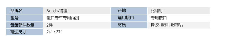 Bosch/博世雨刷器 宝马老款5系6系专用无骨雨刮片/胶条 原装进口