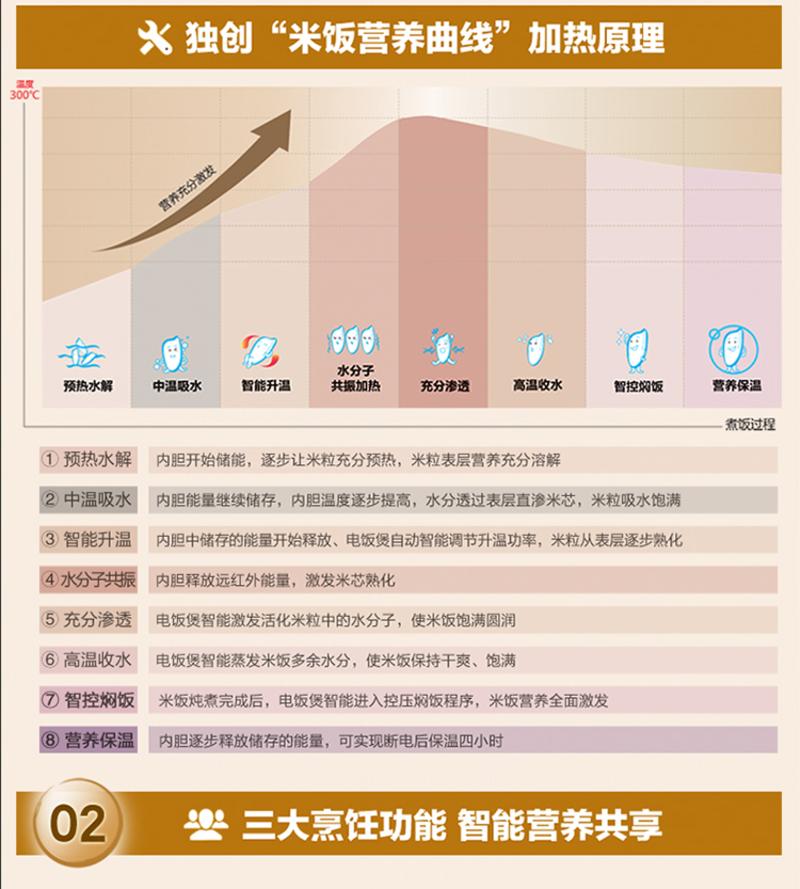 TONZE/天际 CFXB-W210Y 全自动陶瓷电饭煲 煮粥煮饭煲汤 预约定时 1L