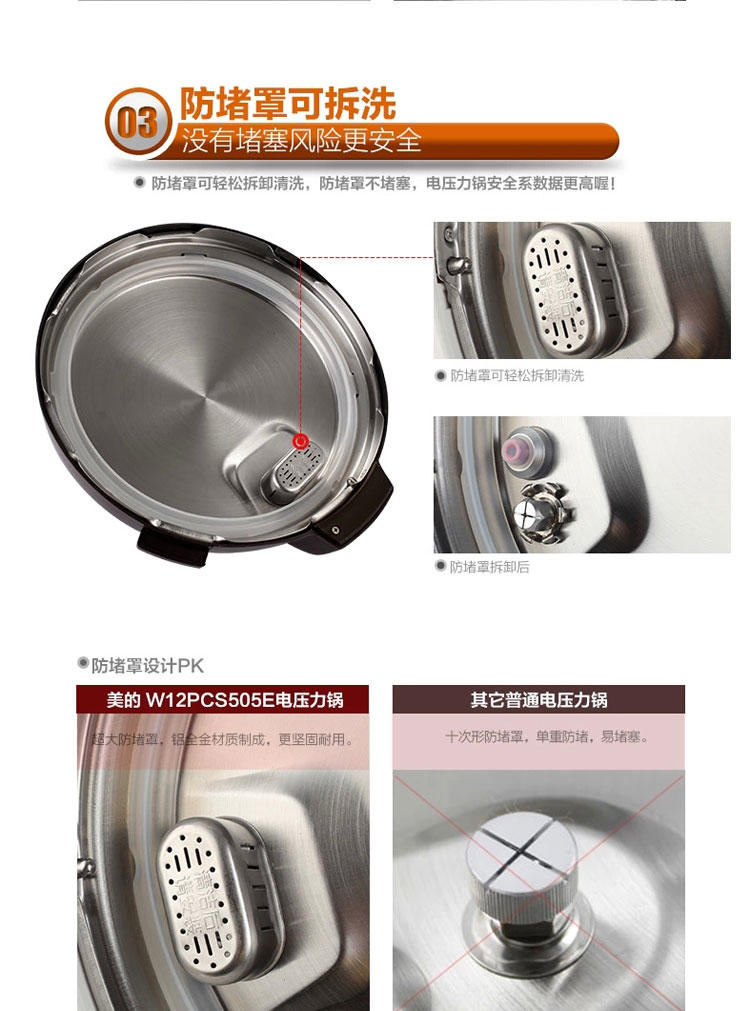 Midea/美的 电压力锅 W12PCS505E 电压力锅双胆5升电饭 高压锅 饭煲