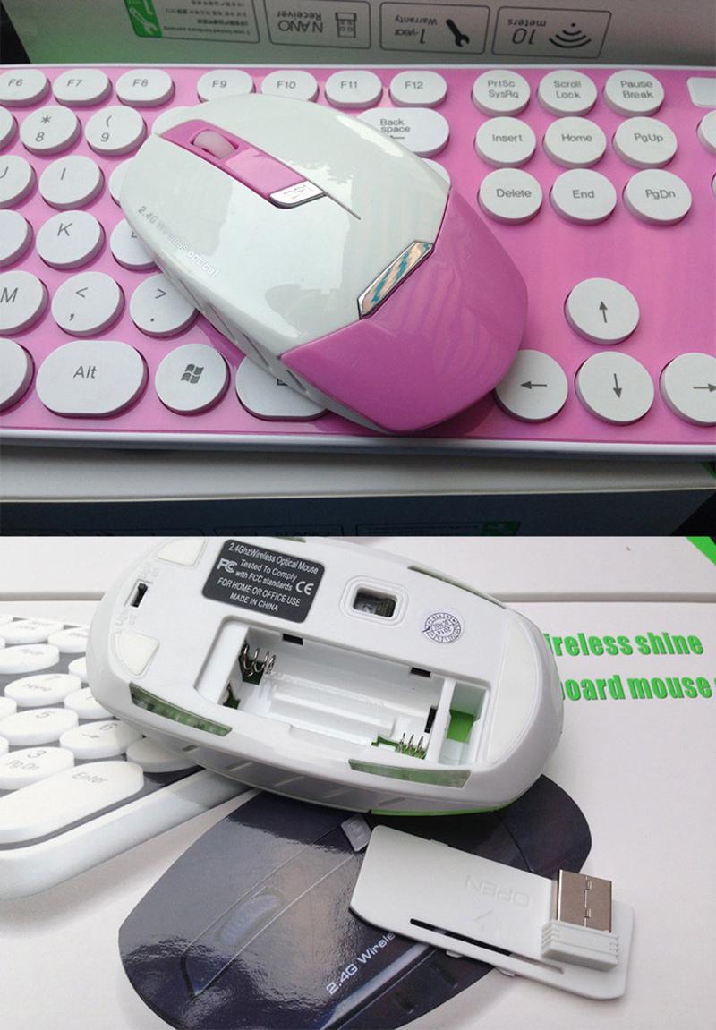 RAJFOO/雷技 键盘 HK3960 无线鼠标键盘套装 圆形键 适用笔记本/台式电脑 办公/家用