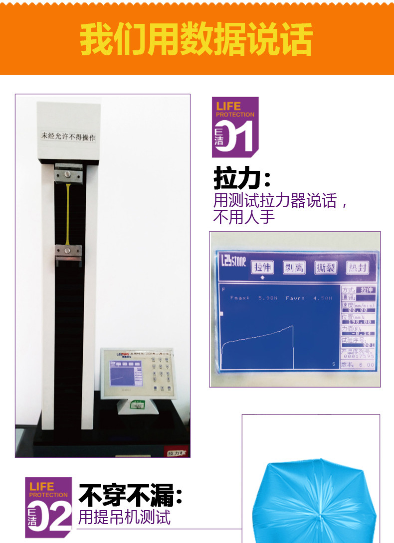 E洁 垃圾袋 中号平口款企业垃圾袋 点断式环保清洁袋 100个/卷 50cm*60cm*0.01mm