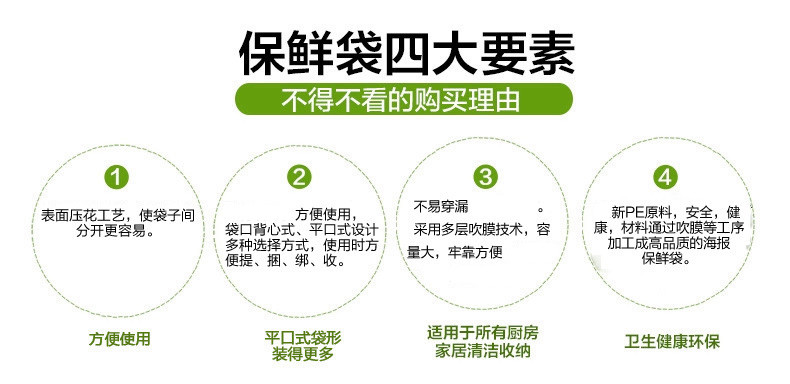 E洁 保鲜袋 食品袋平口抽取式 食物水果保鲜打包冰箱用 中号80个/盒 30cm*20cm