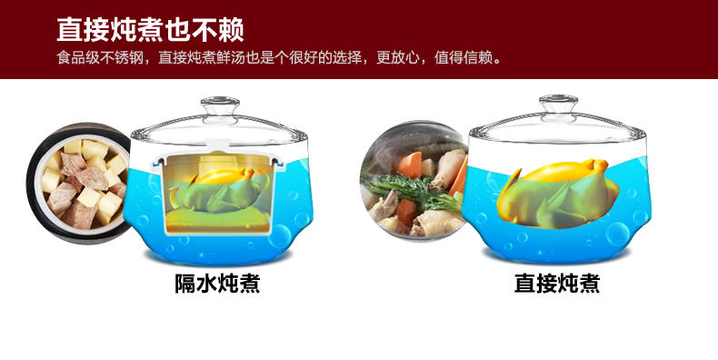 天际/TONZE 电炖锅 DGD22-22KWG (2.2L)隔水电炖盅 炖锅 煲汤 蒸笼 煮粥