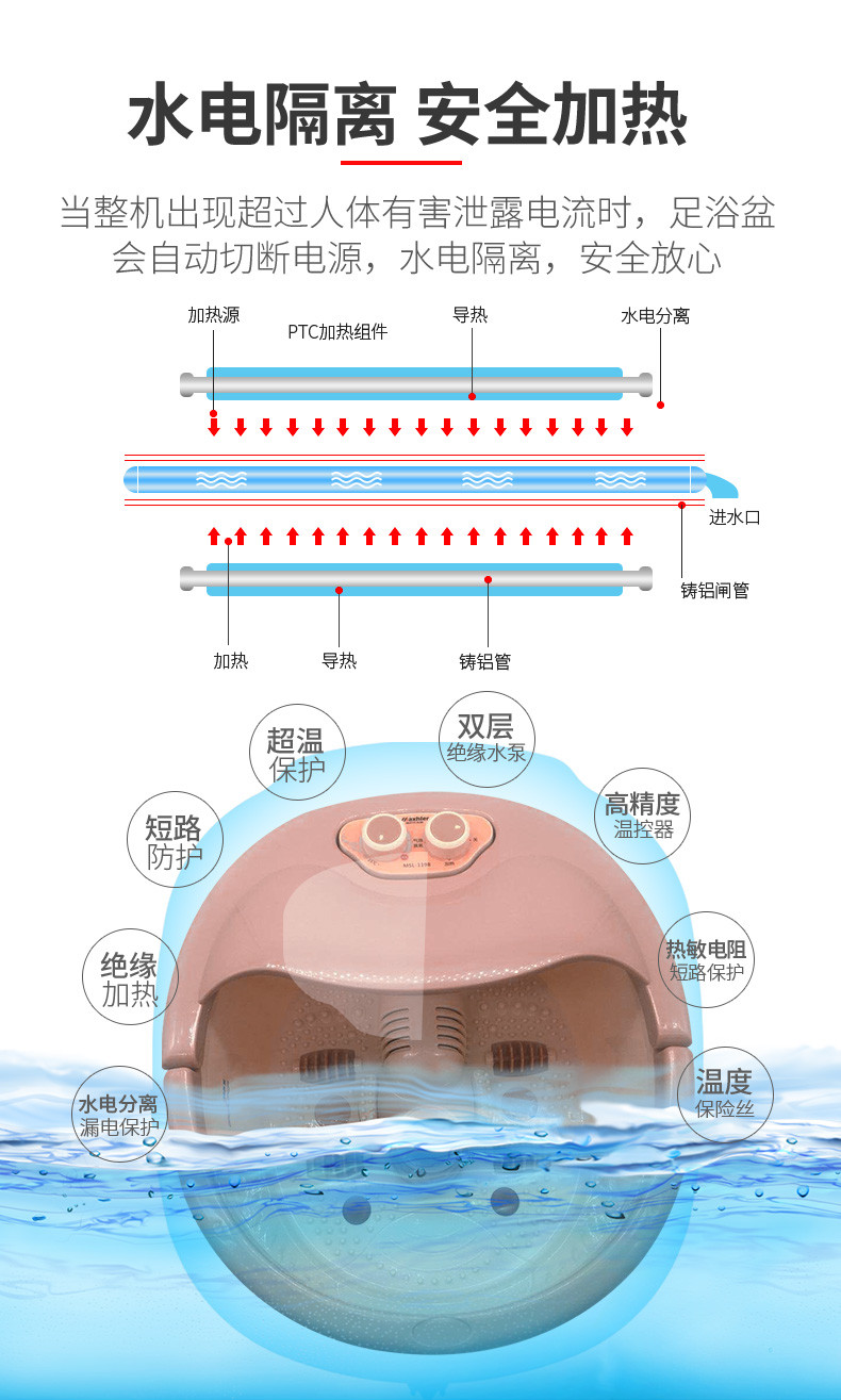 每时乐足浴盆器全自动按摩洗脚盆电动加热泡脚桶家用恒温深桶足疗机