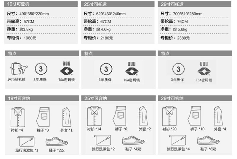 eminent雅士 超轻PC材质19寸旅行箱/行李箱/拉杆箱 万向轮 8F9