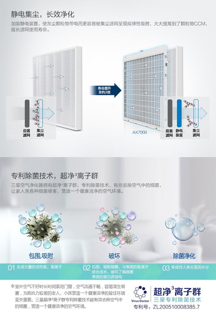 三星（SAMSUNG）空气净化器KJ720F-K7586WF