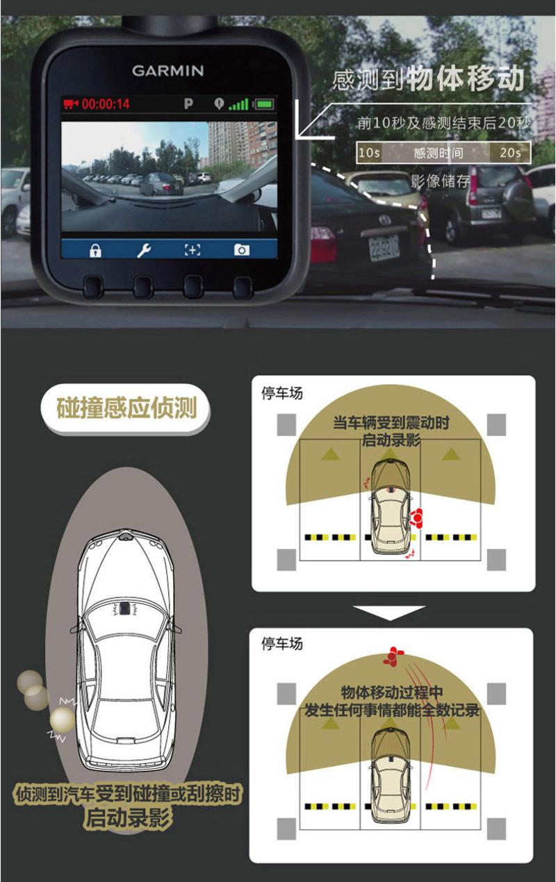 佳明/Garmi GDR190 GPS轨迹行车记录仪1080P高清 200度广角记录仪 带8G高速卡