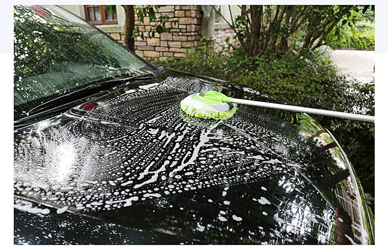 车旅伴 洗车拖把雪尼尔铝杆可伸缩洗车刷加长杆汽车掸子洗车泡沫刷 1.1米 HQ-QX025