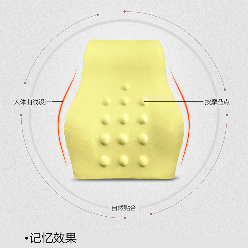 车旅伴 汽车用腰靠 太空记忆棉靠枕 背靠垫 车用办公用贴身护脊腰枕大腰靠