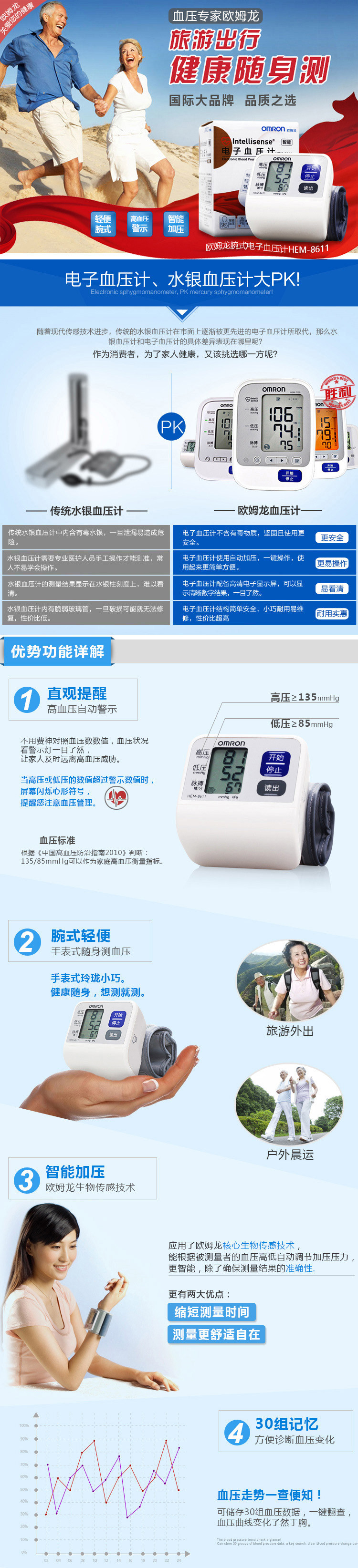 欧姆龙（OMRON)腕式电子血压计 HEM-8611