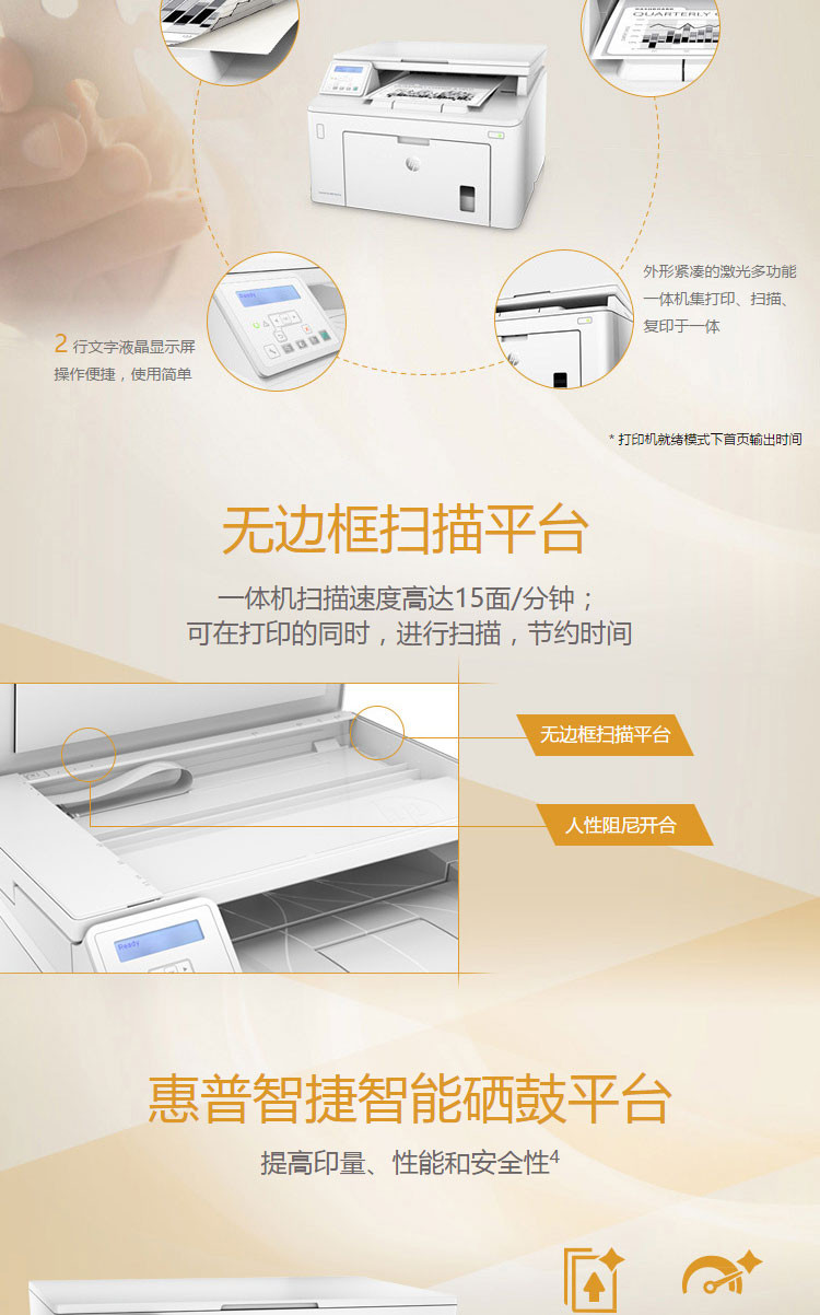 惠普（HP）LaserJet Pro MFP M227d 激光多功能一体机